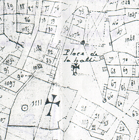 Plan de la place de la Halle cadastre de 1830